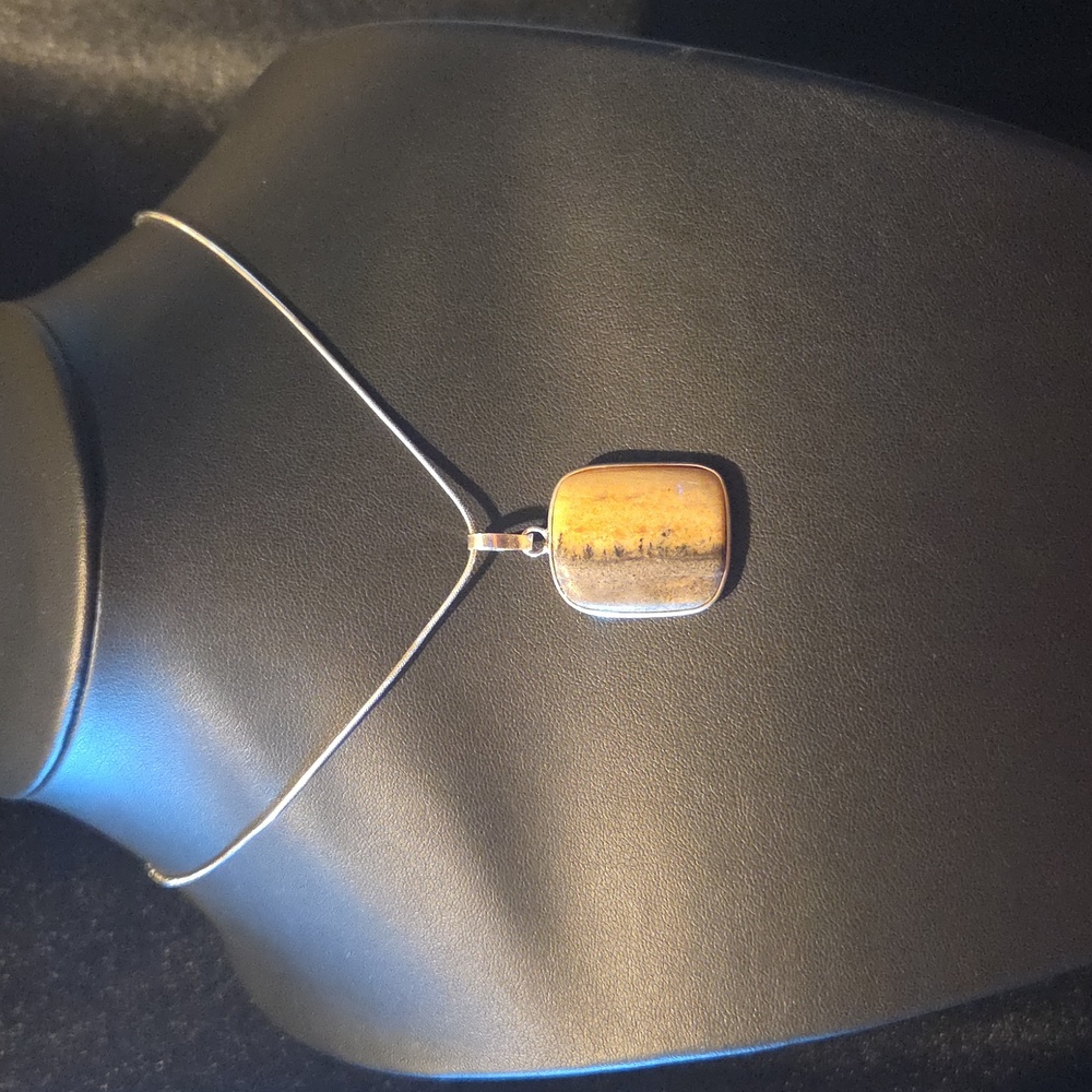 New Picture Jasper Gemstone Pendent Necklace - Picture 2 of 4